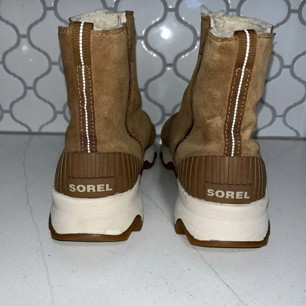 Sorel Slouch Kinetic Ankle Boot Comfort Casual Snow Camel Sherpa Women’s Sz 10
